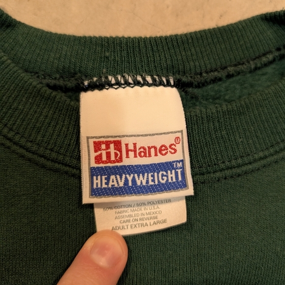 VTG Hanes Green Crewneck Sweatshirt Brewery Blue Whale Ale California Men's XL - Picture 2 of 7